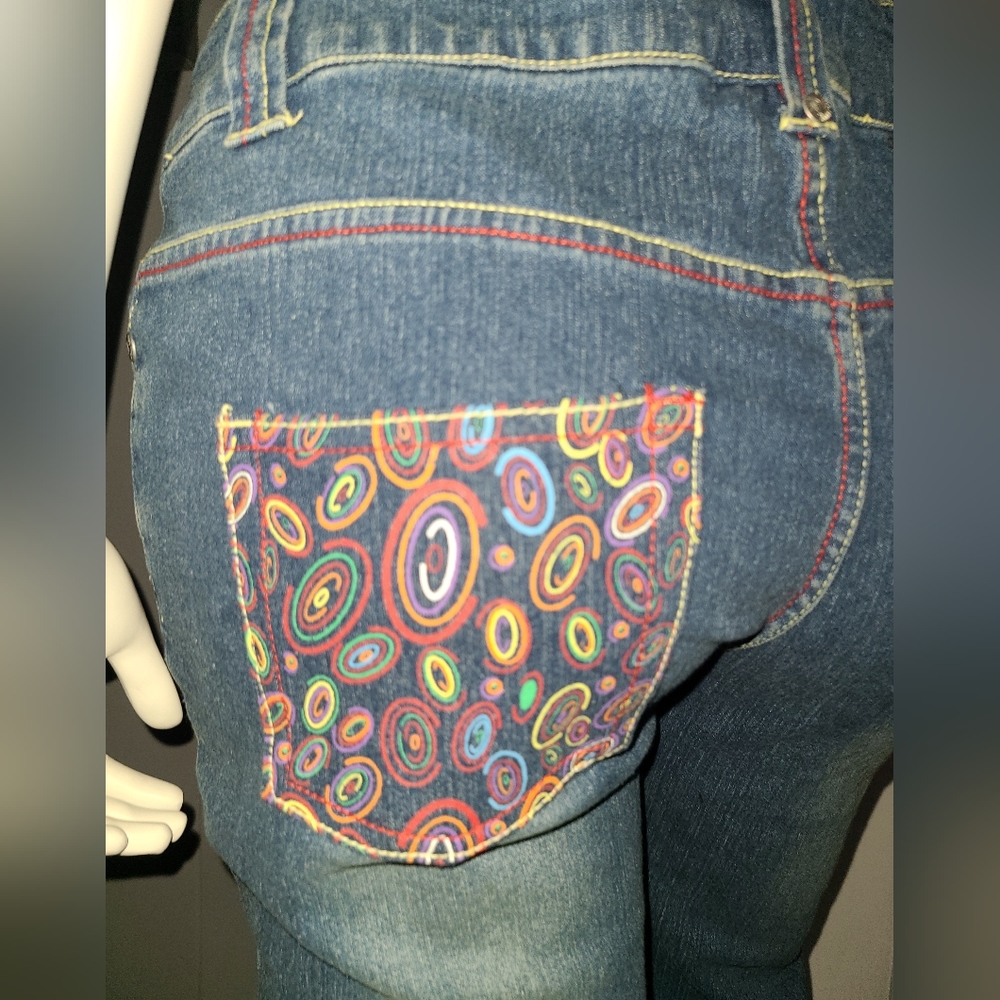 Drama Gold DG 80's Inspired Painted Pocket Capri Jeans Size 5